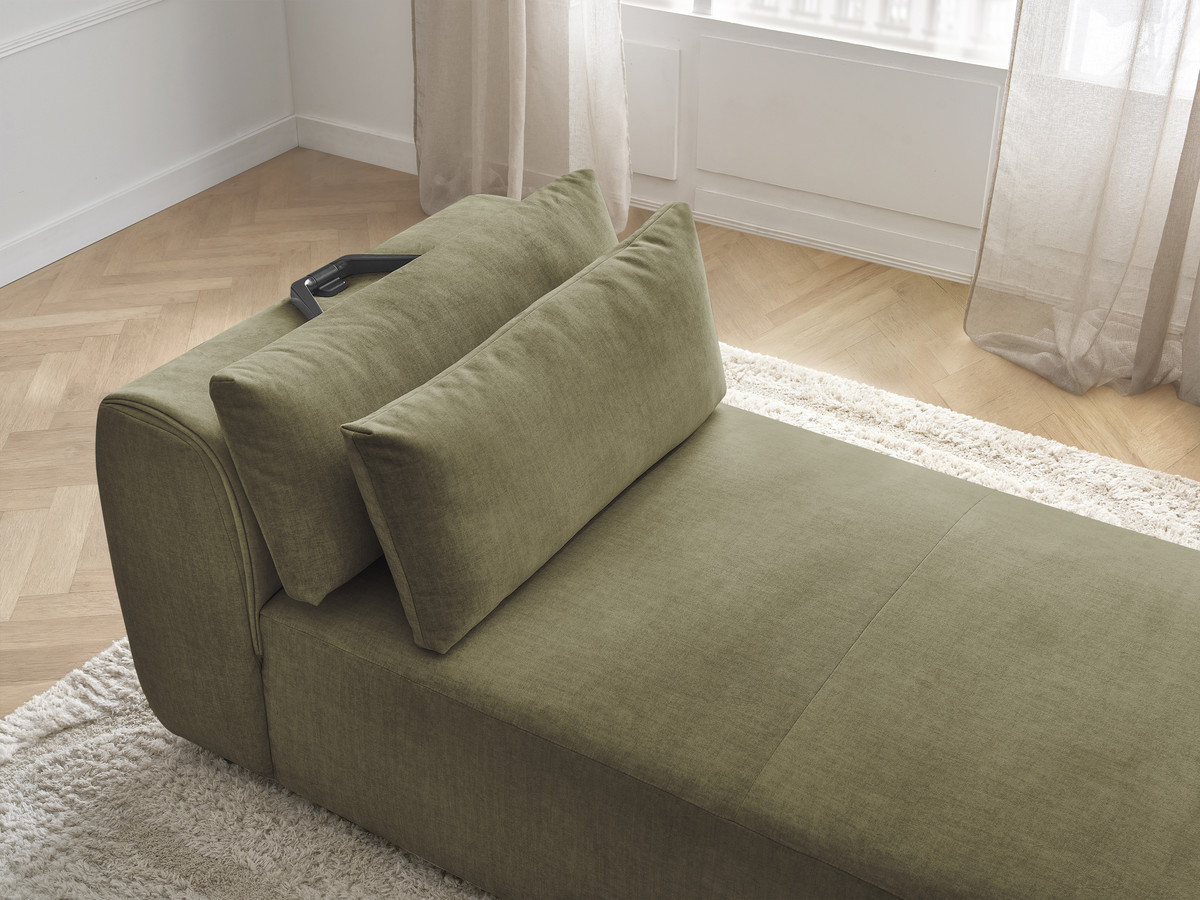 Chaise longue met hoofdsteun voor modulaire bank JANA, fluwelen stof