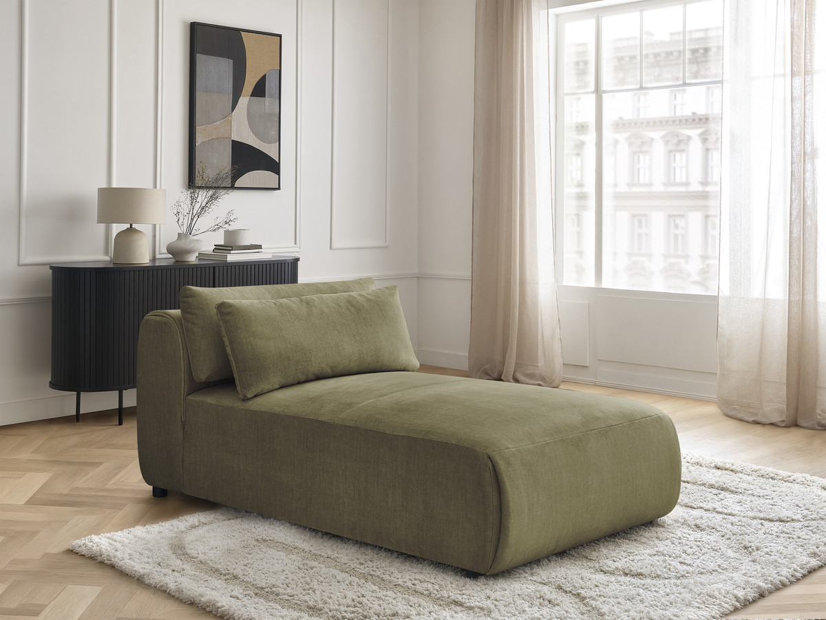 Chaise longue met hoofdsteun voor modulaire bank JANA, fluwelen stof