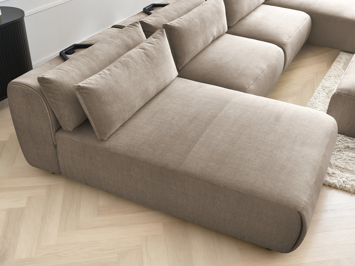 Canapé panoramique modulable avec têtières JANA velours taupe — vue 6