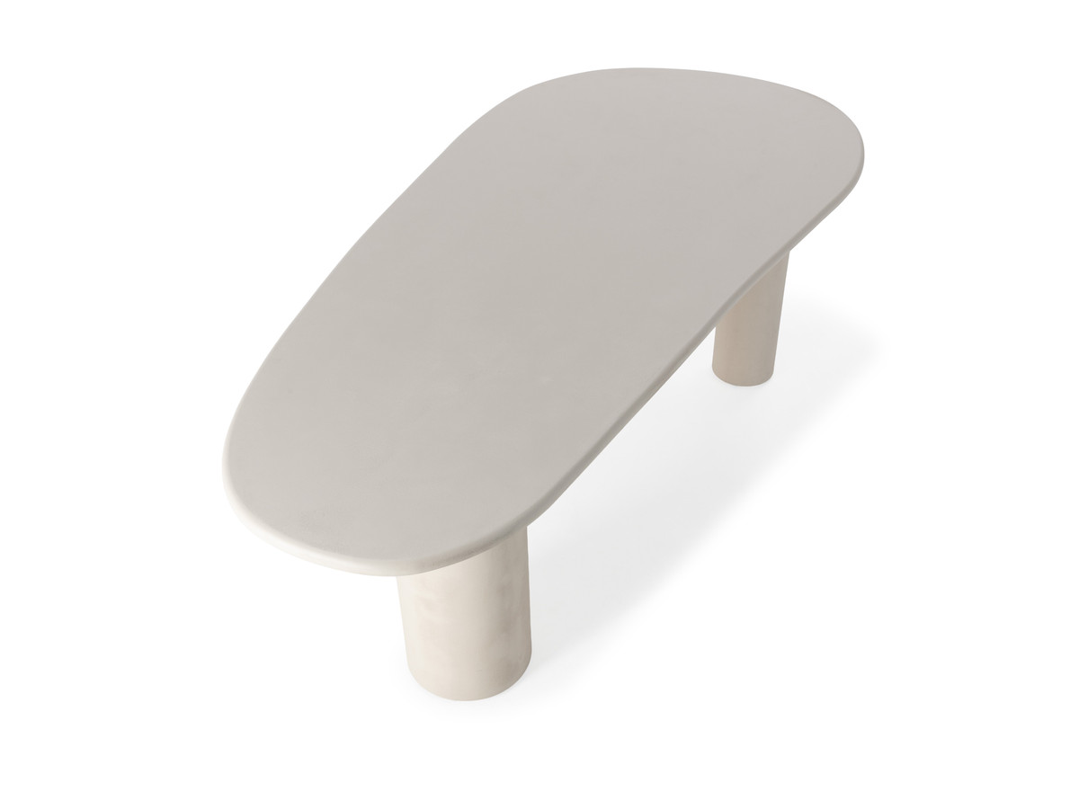 Table à manger ovale CONSTANCE 200 cm beige effet béton