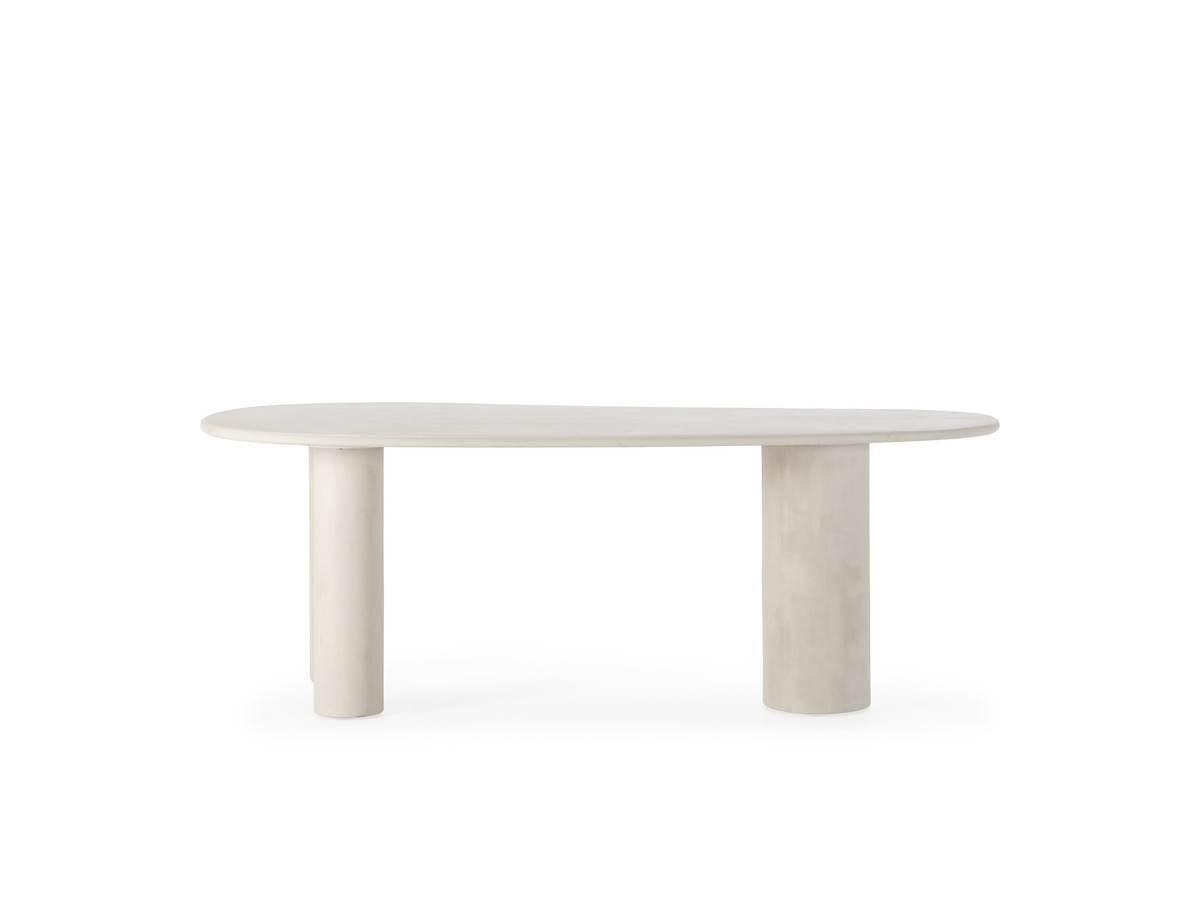 Ensemble CONSTANCE avec table à manger ovale 200 cm beige effet béton + 4 chaises PIA