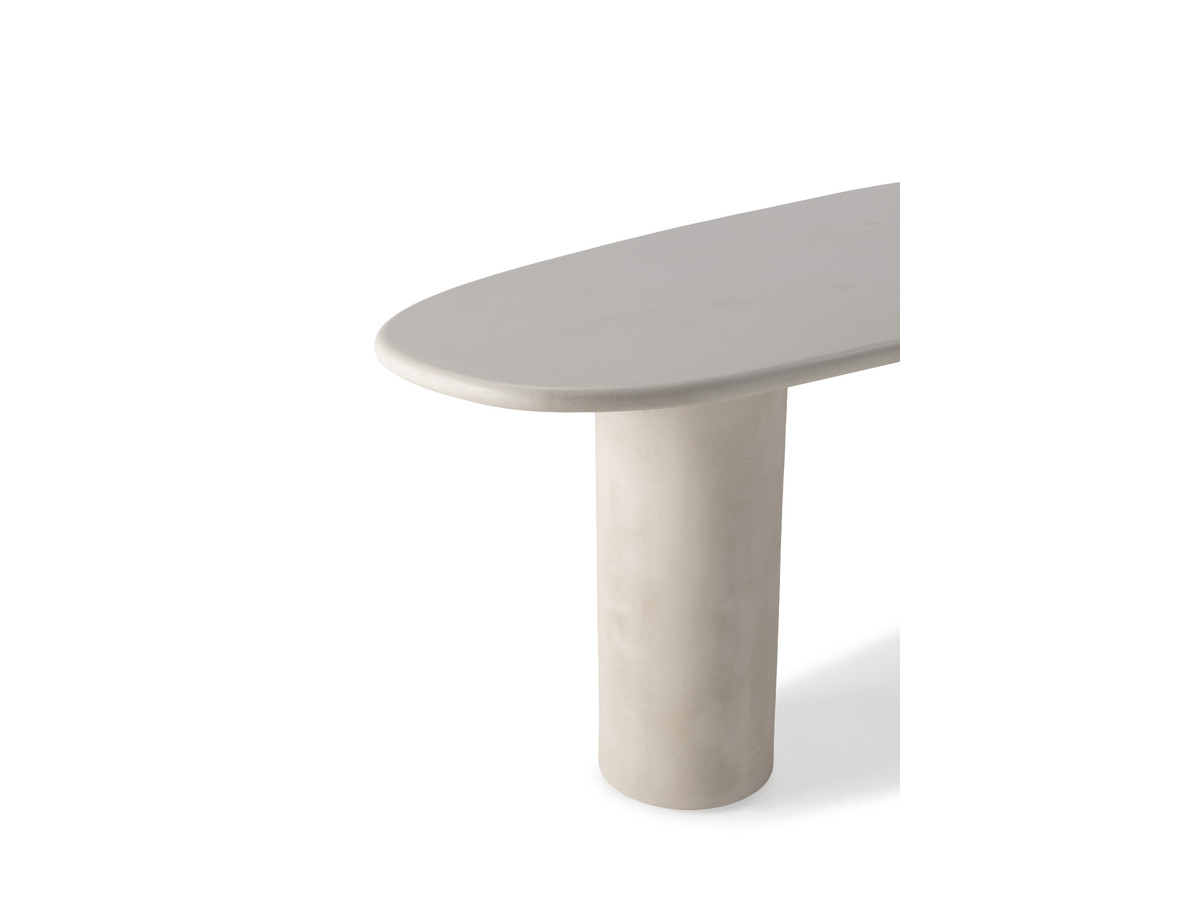Ensemble CONSTANCE avec table à manger ovale 200 cm beige effet béton + 4 chaises PIA