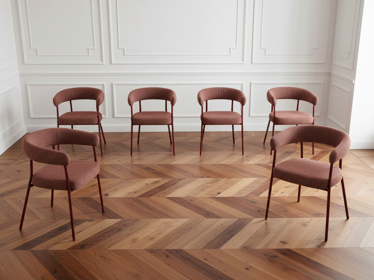 Eetkamerset SASHA met ovale tafel van 220 cm + stoelen ROSA in bruine structuurstof