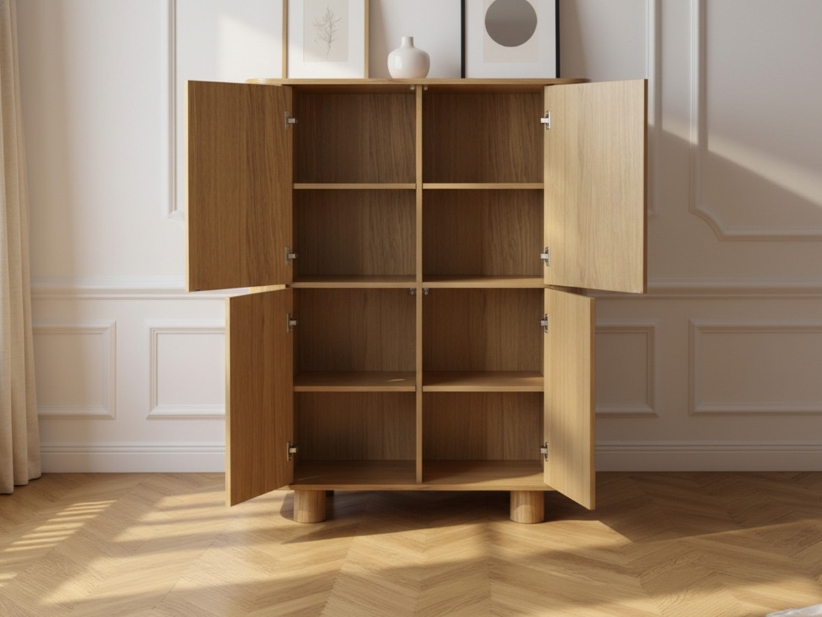 Buffet haut 4 portes 100 cm MALO placage chêne massif — vue 5