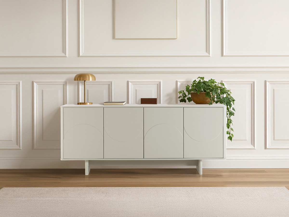 Buffet 4 portes 180 cm ESTEBAN formes géométriques beige