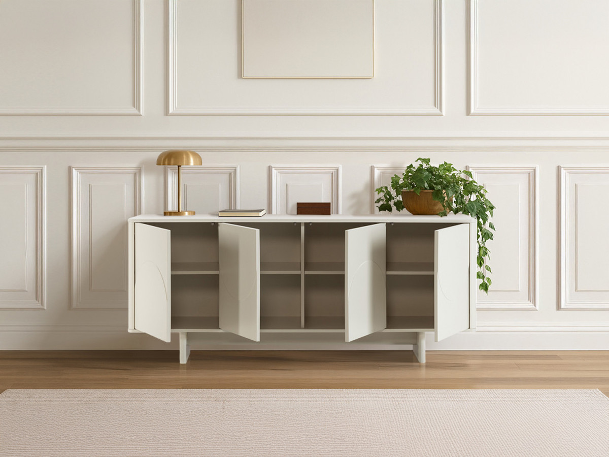 Buffet 4 portes 180 cm ESTEBAN formes géométriques beige — vue 5