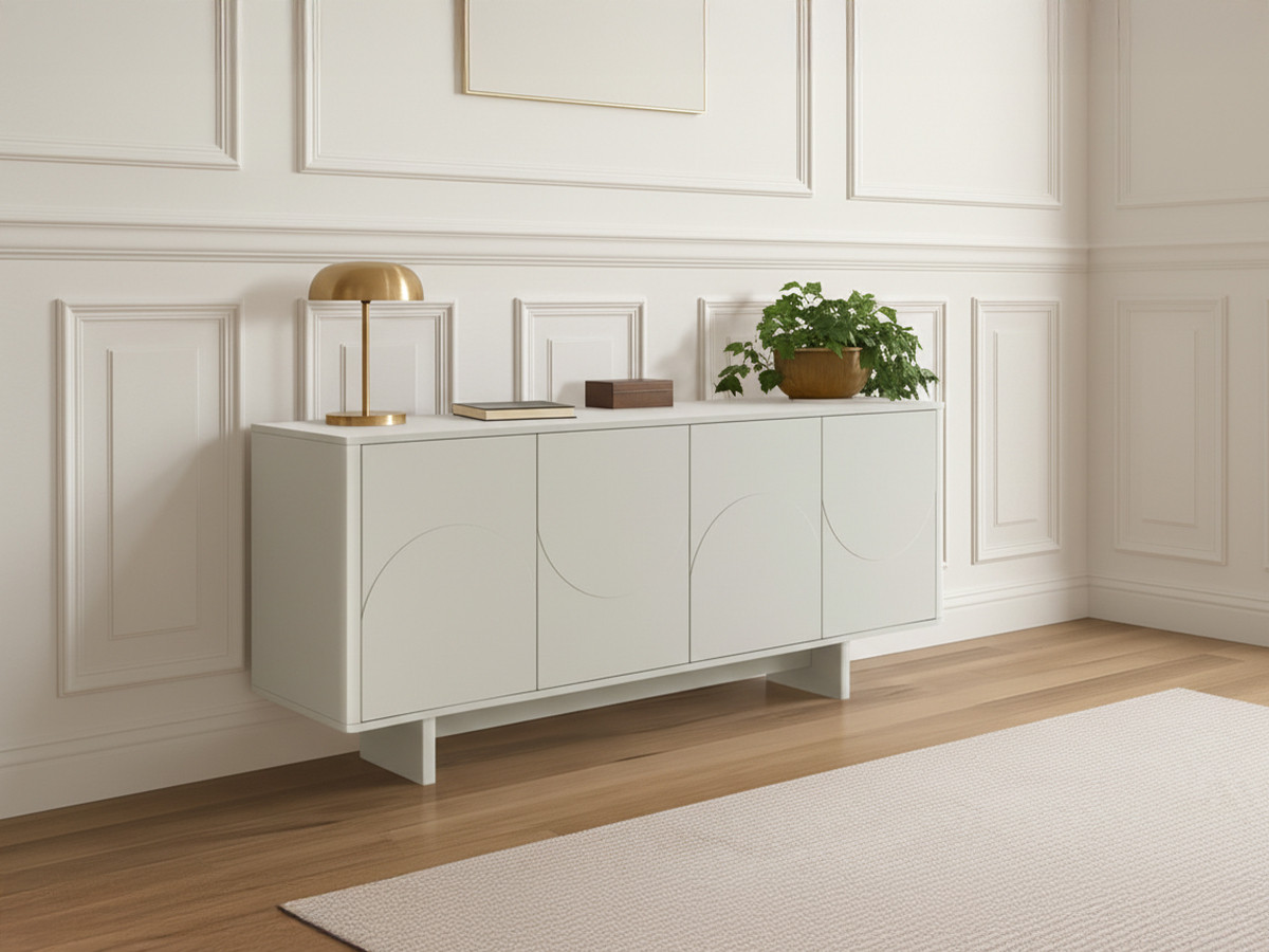 Buffet 4 portes 180 cm ESTEBAN formes géométriques beige — vue 4