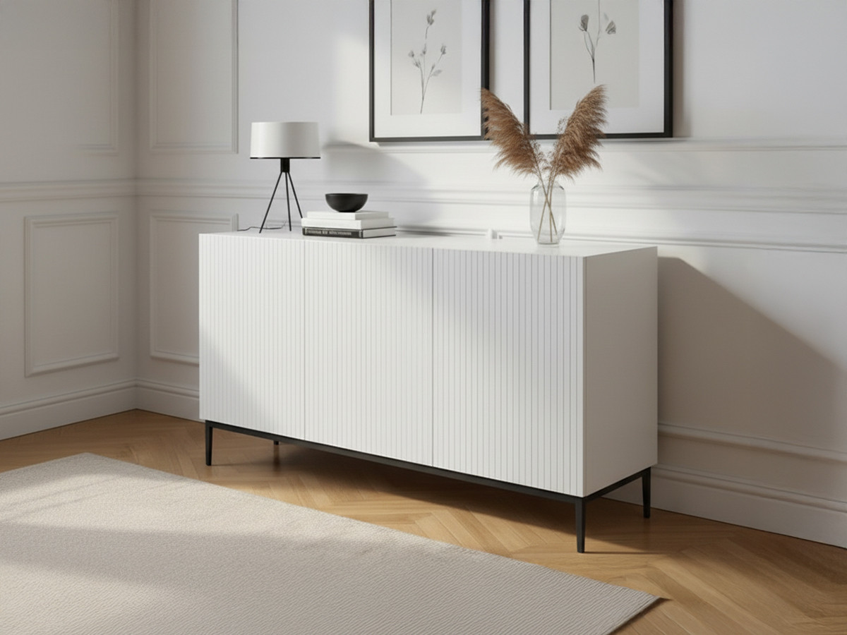 Buffet 3 portes 150 cm KASHA Pieds noir blanc — vue 5