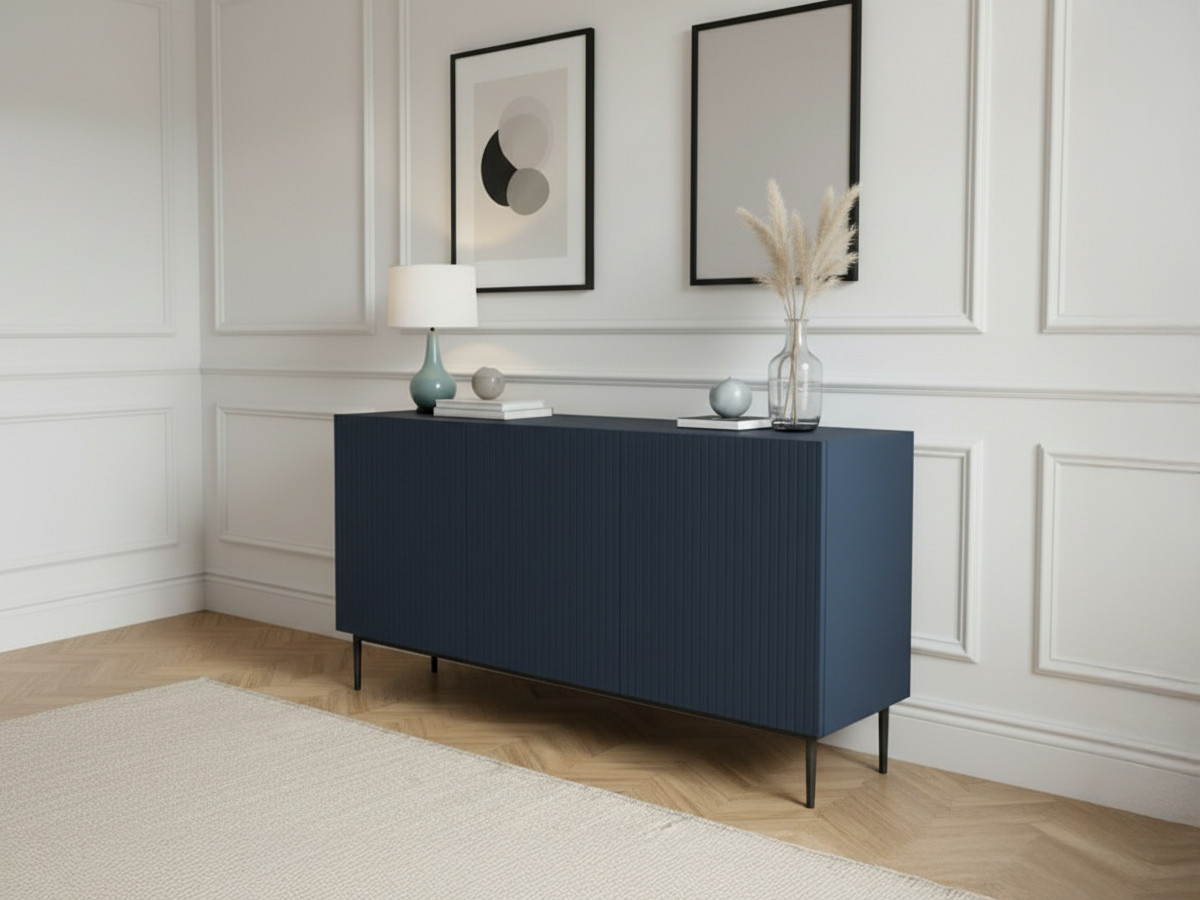 Buffet 3 portes 150 cm KASHA Pieds noir bleu foncé — vue 4