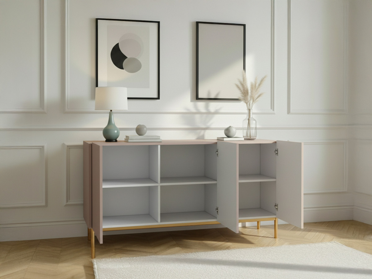 Buffet 3 portes 150 cm KASHA pieds or