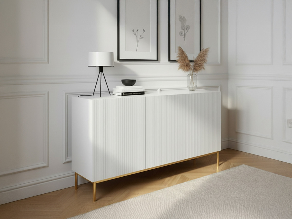 Buffet 3 portes 150 cm KASHA pieds or