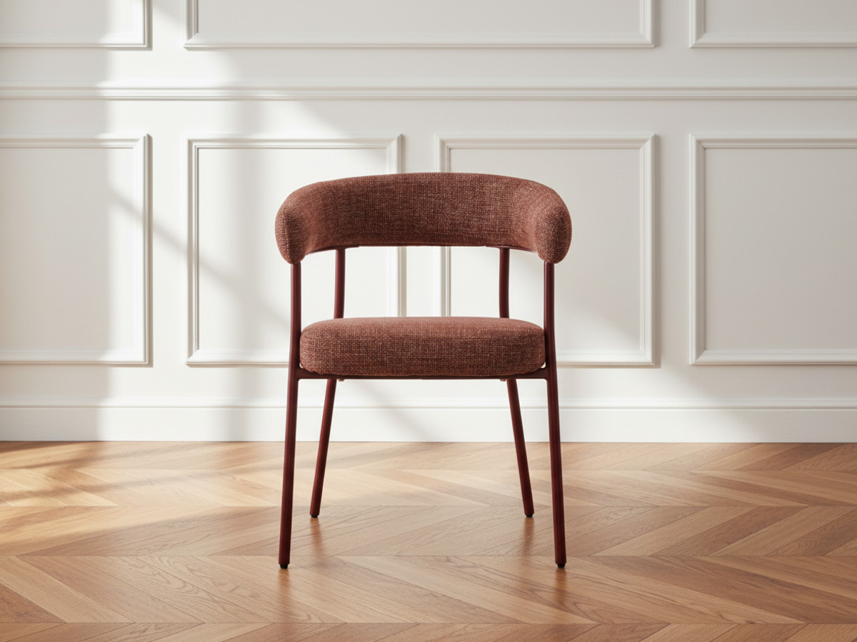 Lot de 2 chaises ROSA tissu texturé rouge