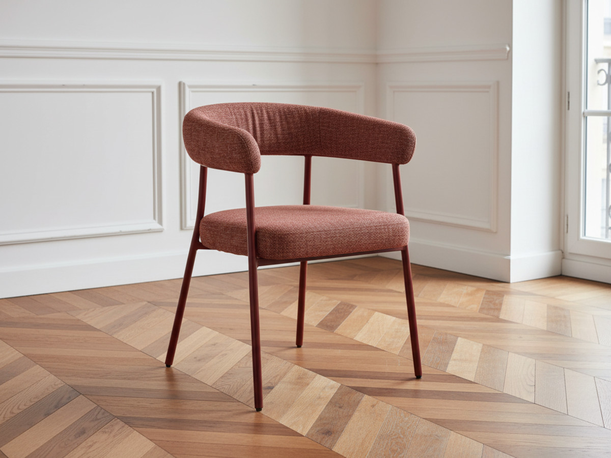 Lot de 2 chaises ROSA tissu texturé rouge