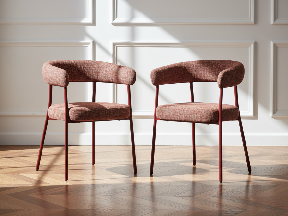 Lot de 2 chaises ROSA tissu texturé Lot de 2 chaises ROSA tissu texturé