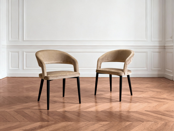 Lot de 2 chaises LOUIS tissu velours