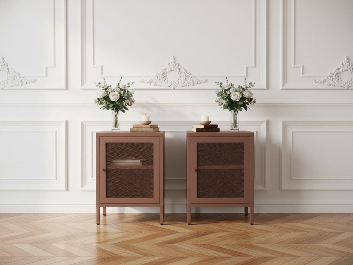 Lot de 2 table de chevet 1 porte CLARA métal