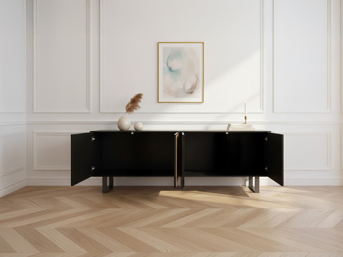 Meuble TV 4 portes 161 cm ALAIA effet chêne