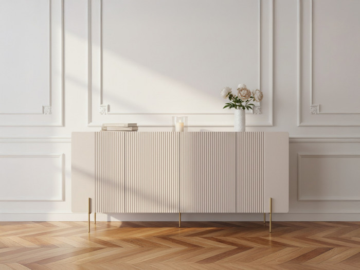 Buffet 4 portes 200 cm MATHILDE pieds OR