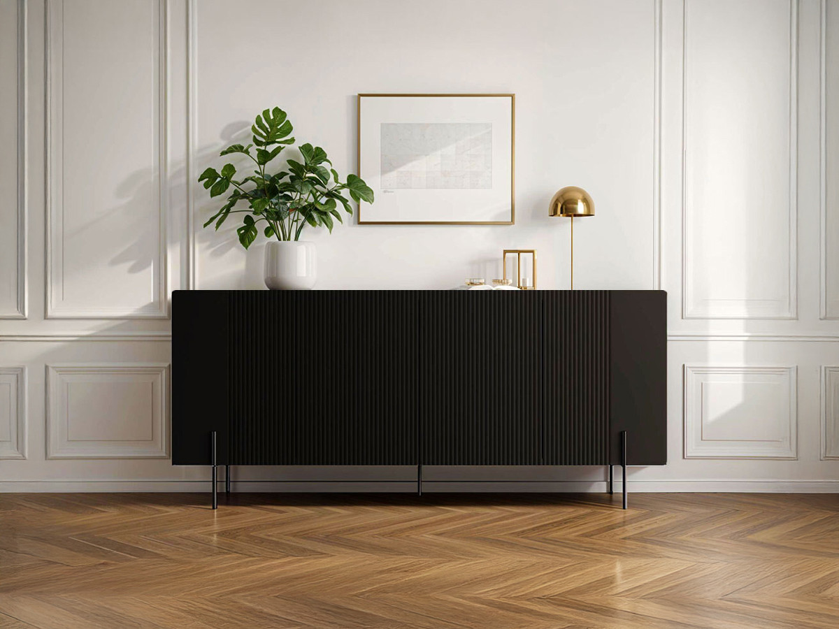 Buffet 4 portes 200 cm MATHILDE pieds noir