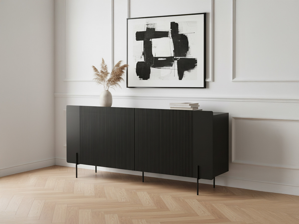 Buffet 4 portes 200 cm MATHILDE pieds noir — vue 4