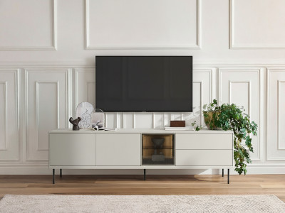Meuble TV 3 portes 2 tiroirs 194 cm ESPERA avec LEDS