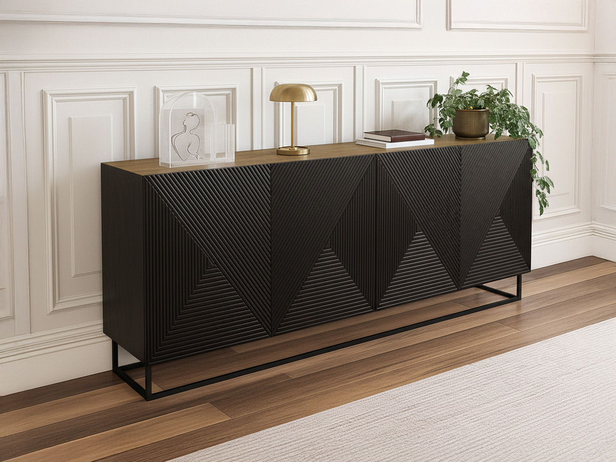 Buffet 4 portes 200 cm ALICE pieds en métal