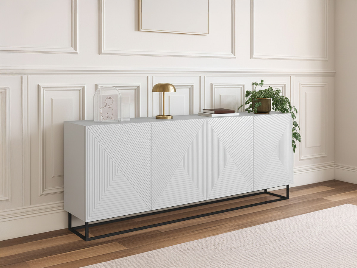 Buffet 4 portes 200 cm ALICE pieds en métal