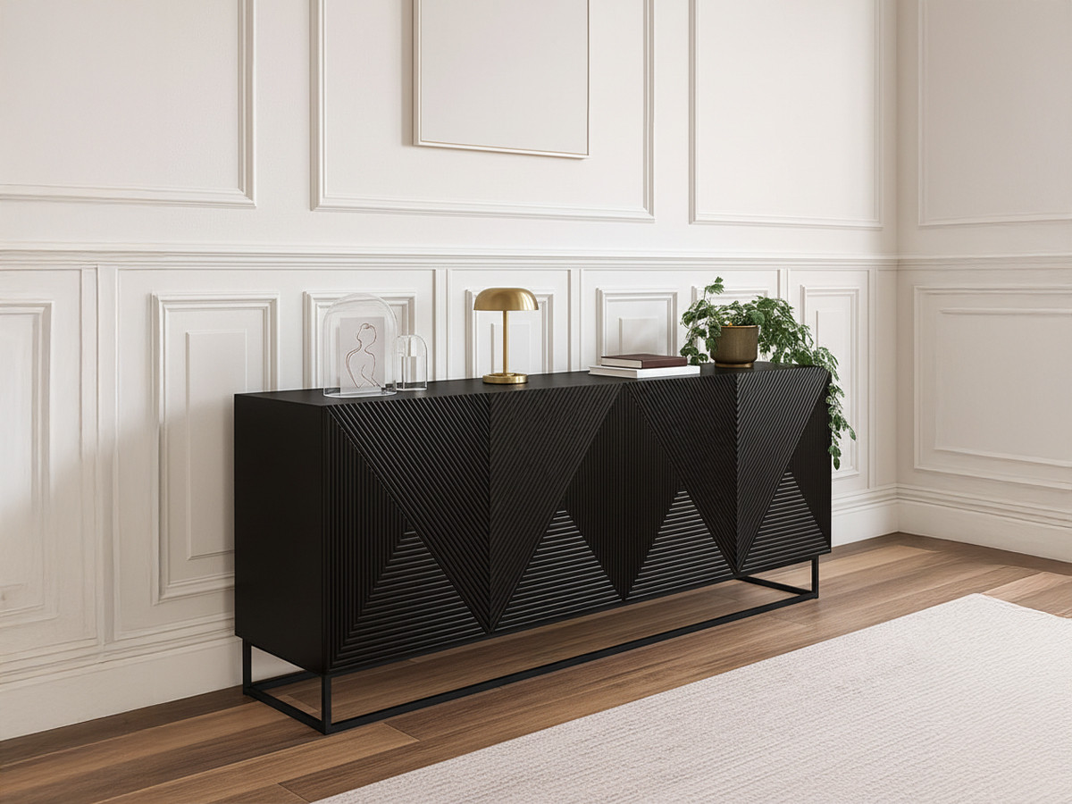 Buffet 4 portes 200 cm ALICE pieds en métal