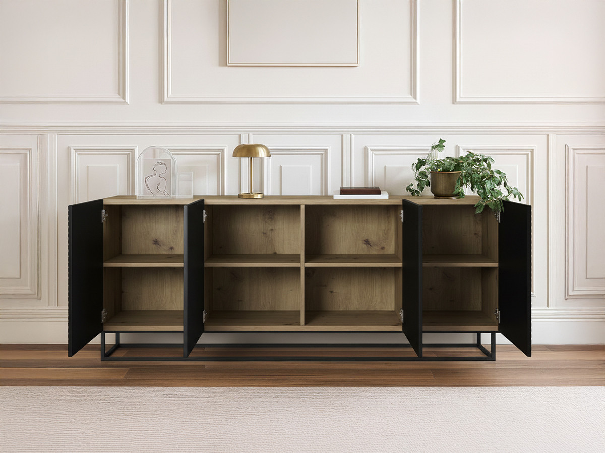Buffet 4 portes 200 cm ALICE pieds en métal