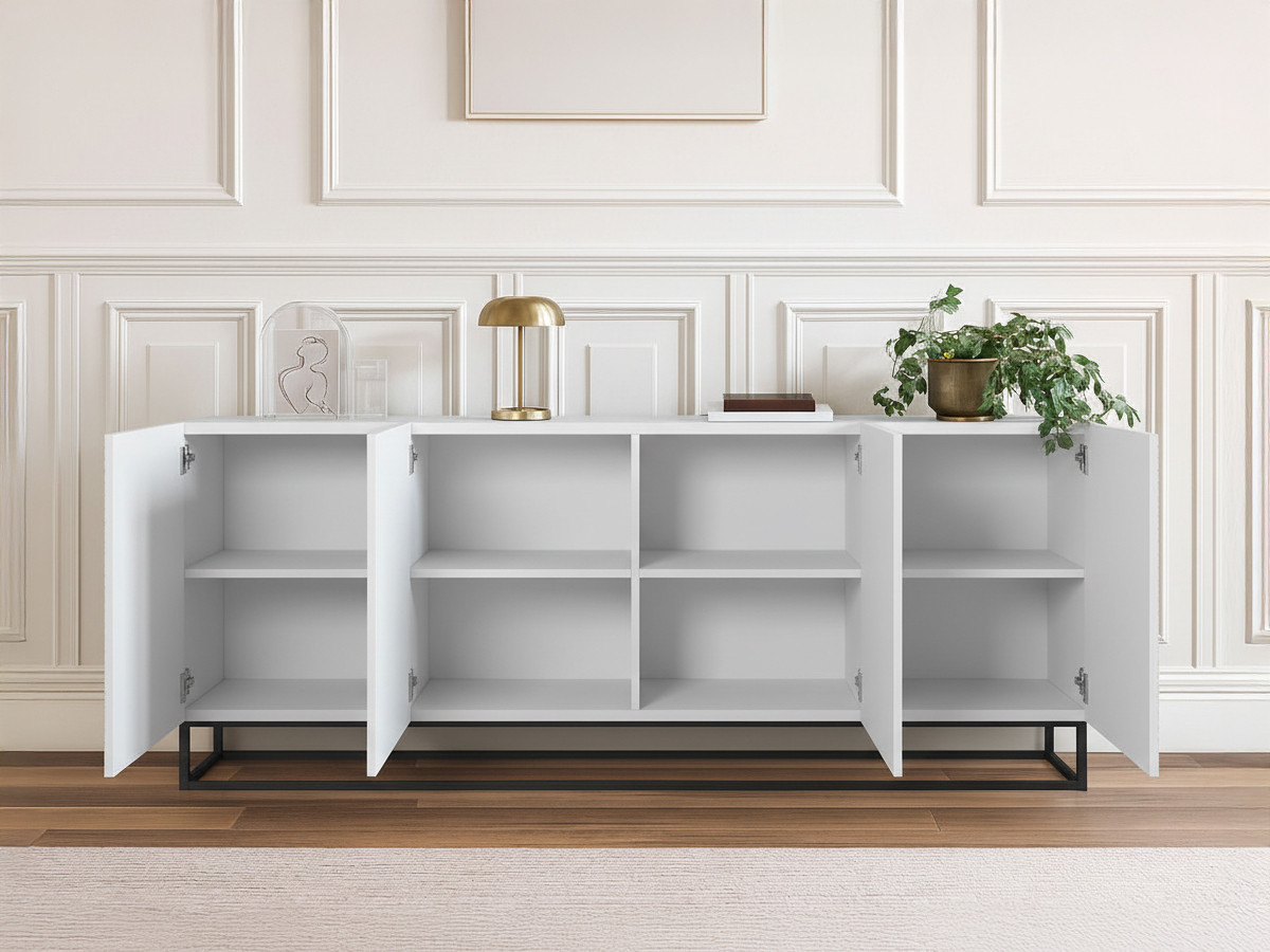 Buffet 4 portes 200 cm ALICE pieds en métal