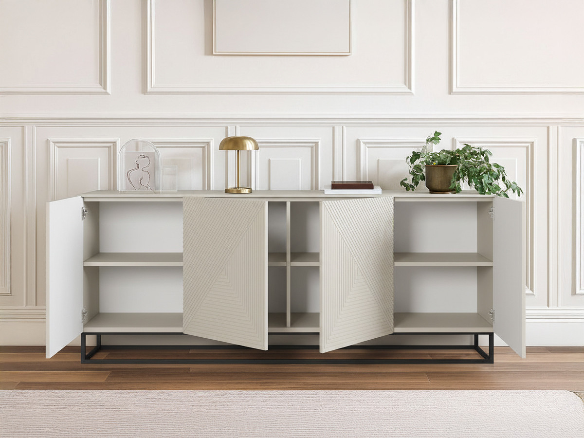 Buffet 4 portes 200 cm ALICE pieds en métal