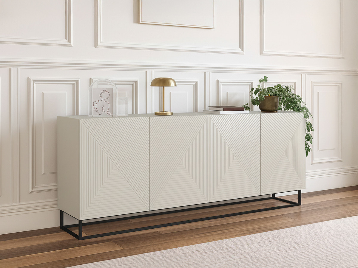 Buffet 4 portes 200 cm ALICE pieds en métal