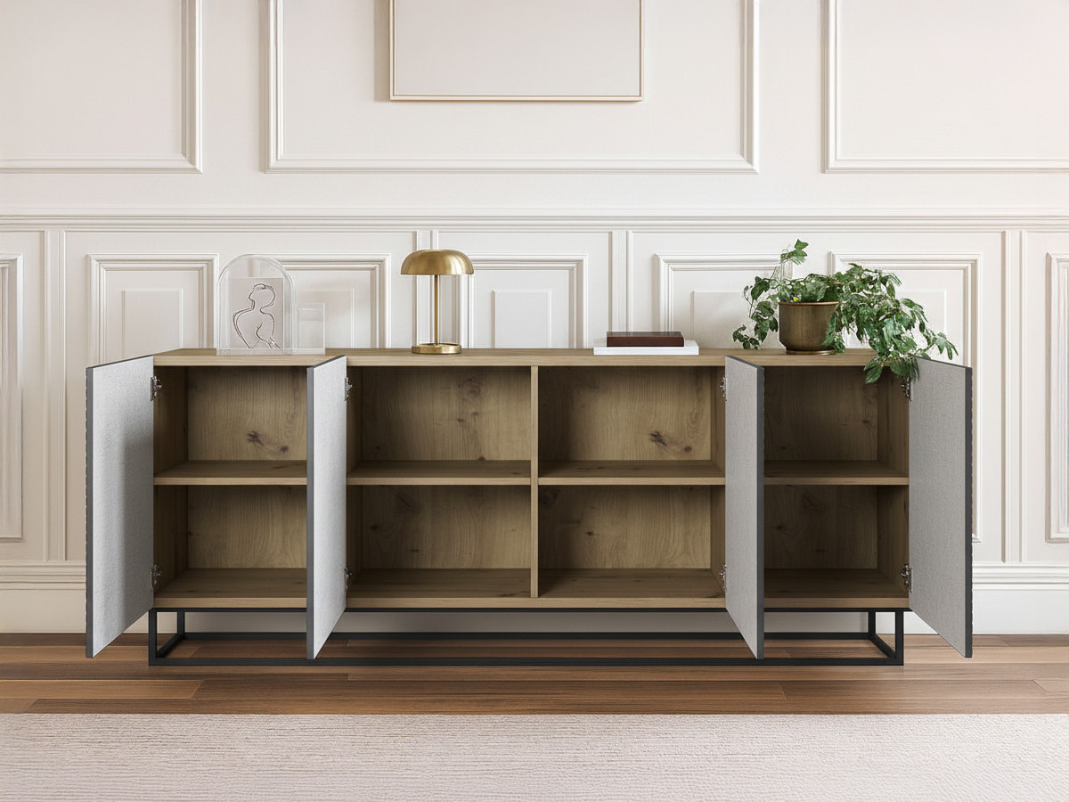 Buffet 4 portes 200 cm ALICE pieds en métal