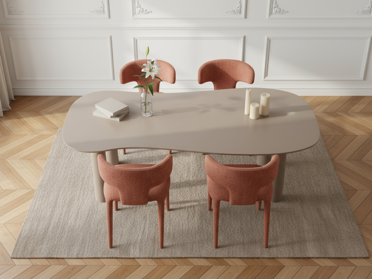 Ensemble SASHA avec table à manger ovale beige 220 cm + chaises MILA texturé orange — vue 6