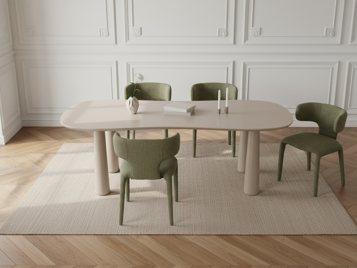 Ensemble SASHA avec table à manger ovale beige 220 cm + chaises MILA texturé vert — vue 4