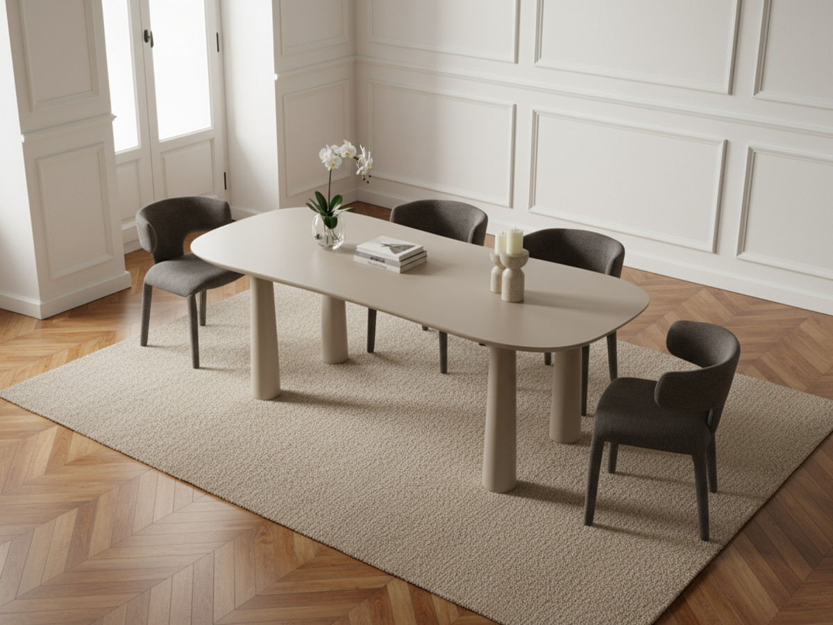 Ensemble SASHA avec table à manger ovale beige 220 cm + chaises MILA texturé gris foncé — vue 5