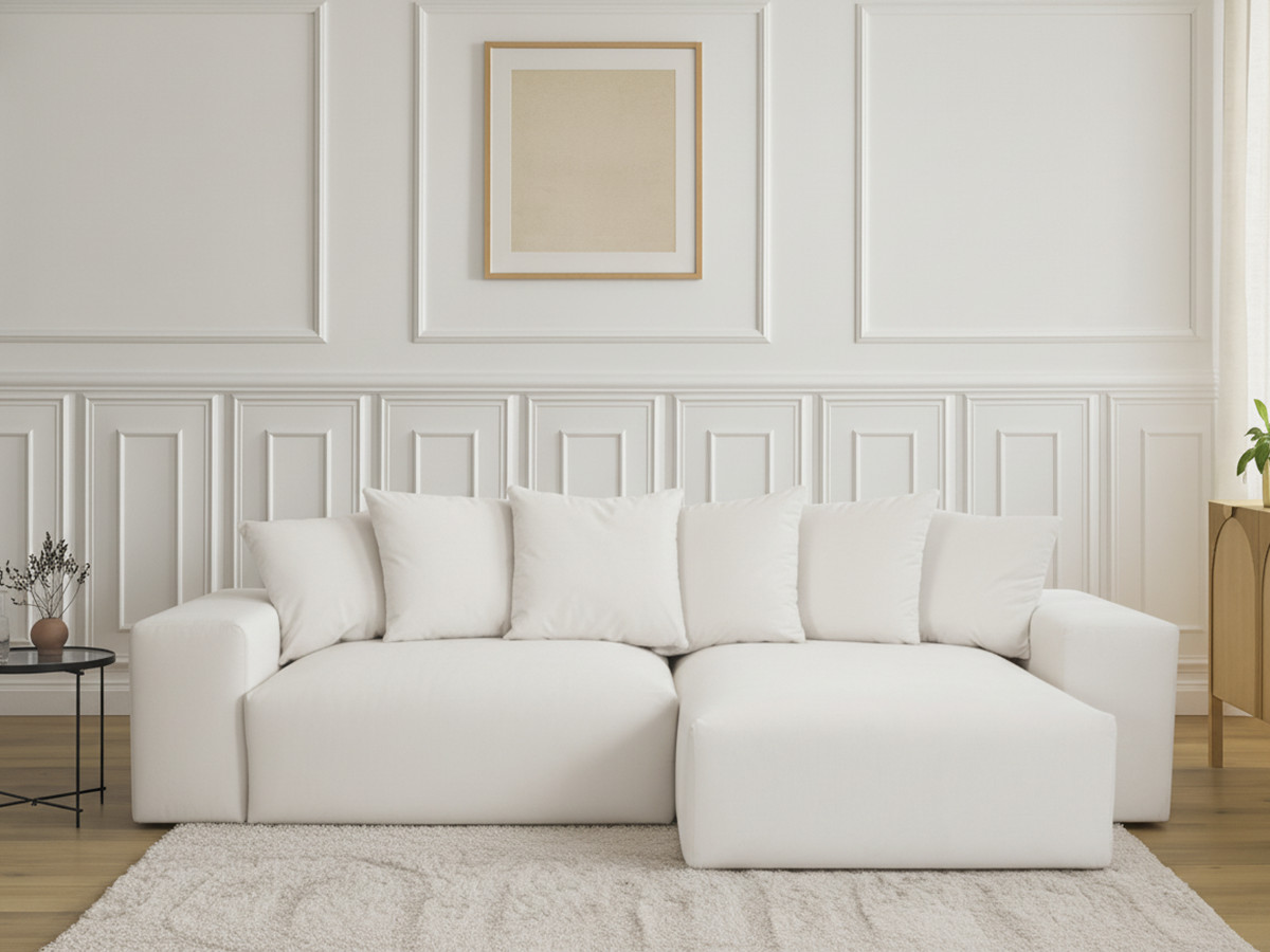 Canapé d'angle convertible réversible coffre VOLTAIRE lisse beige — vue 5