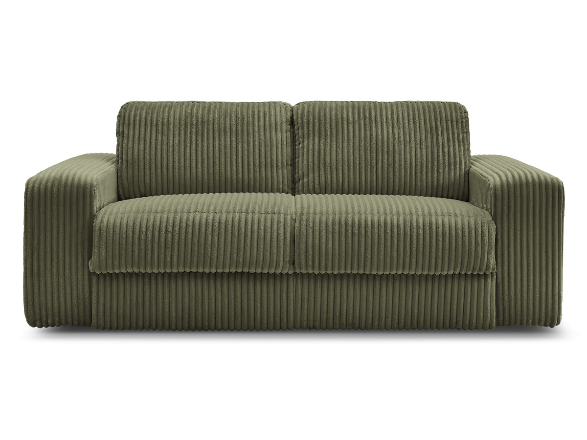 canapé droit convertible ibiza ouverture express velours côtelé de couleur vert