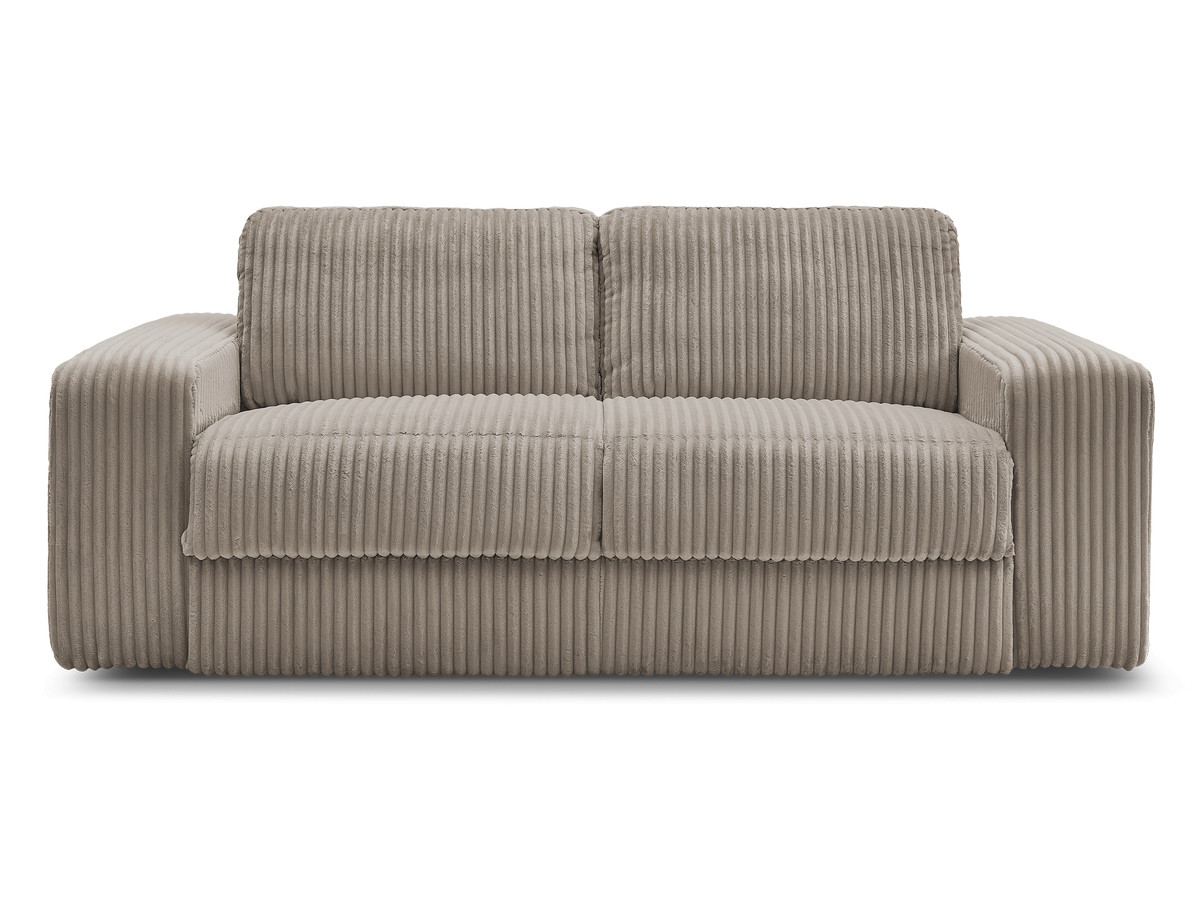 canapé droit convertible ibiza ouverture express velours côtelé de couleur taupe