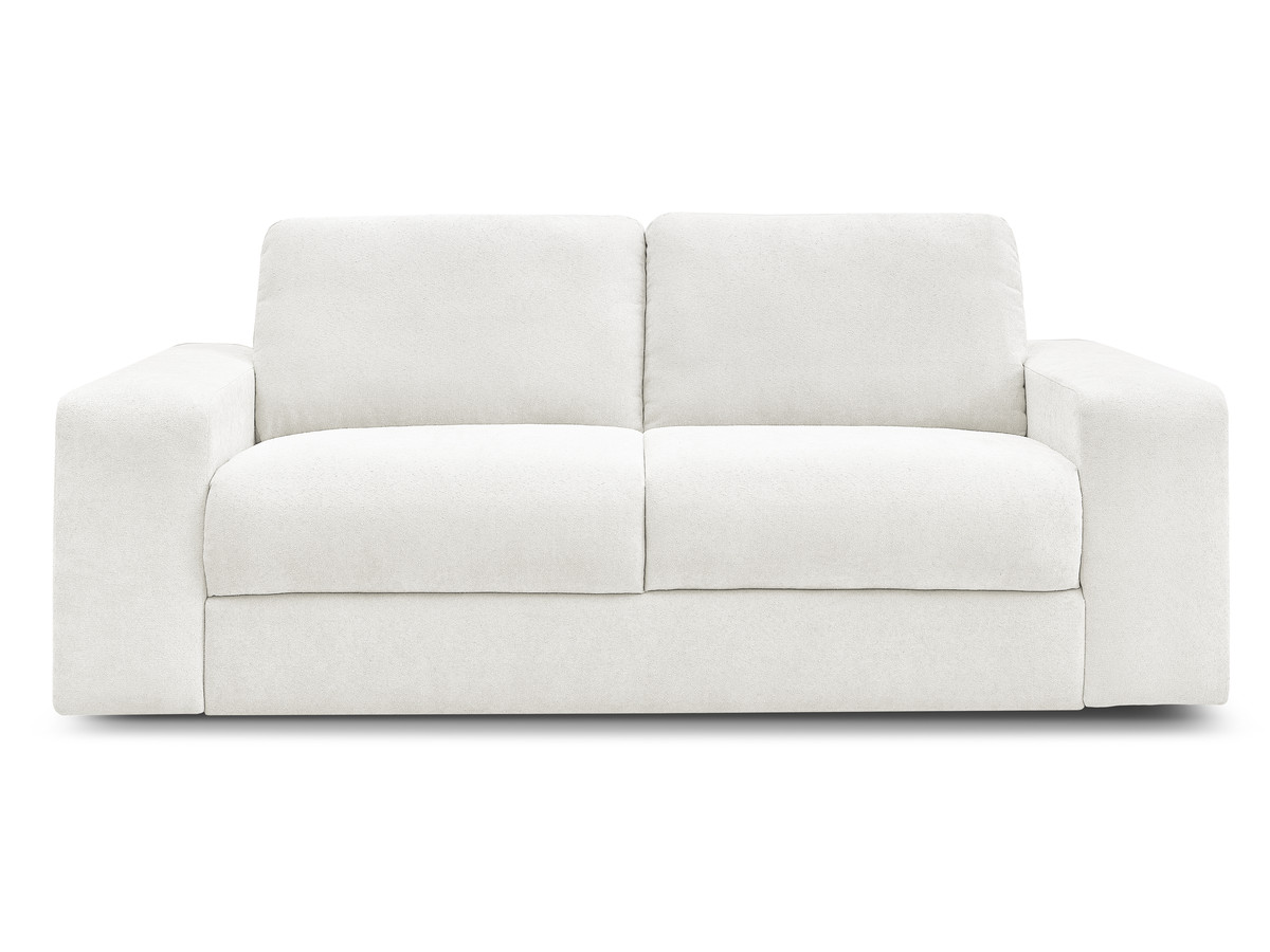 canapé droit convertible ibiza ouverture express tissu texturé de couleur blanc