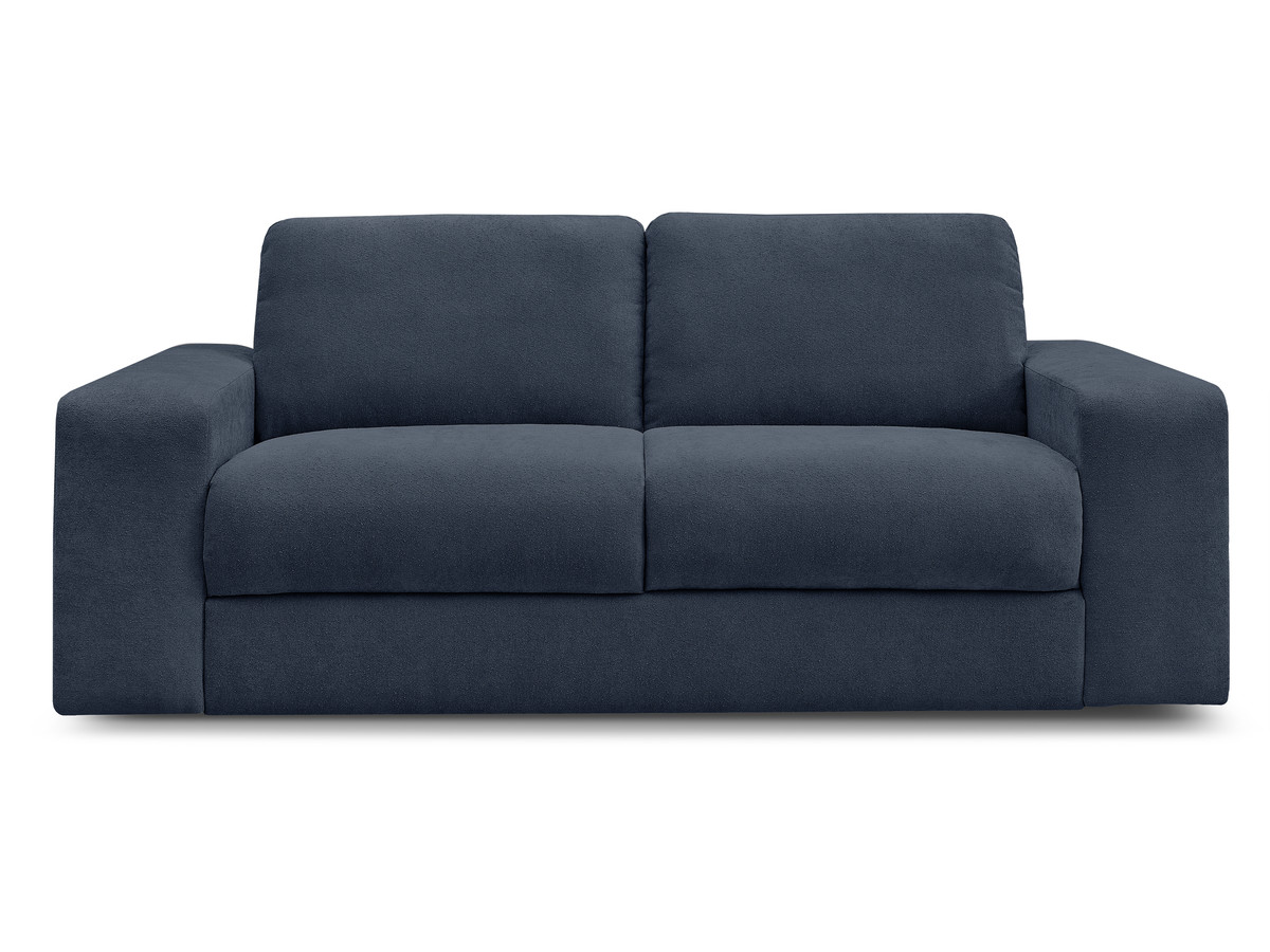 canapé droit convertible ibiza ouverture express tissu texturé de couleur bleu foncé