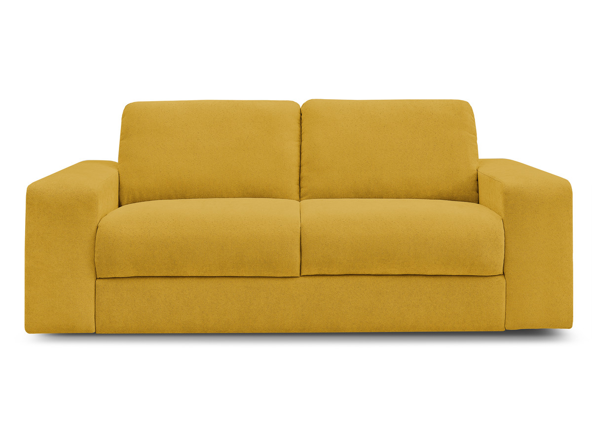 canapé droit convertible ibiza ouverture express tissu texturé de couleur jaune