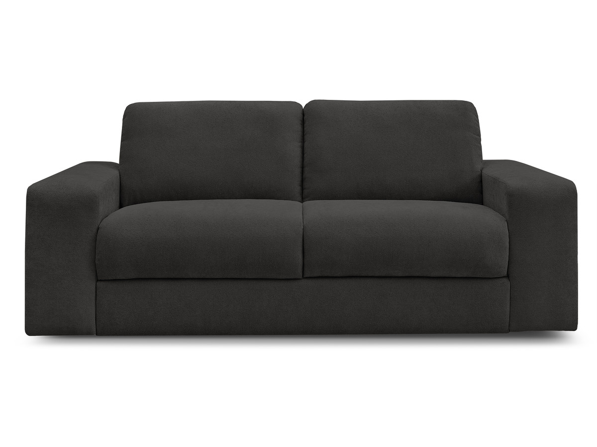 canapé droit convertible ibiza ouverture express tissu texturé de couleur noir