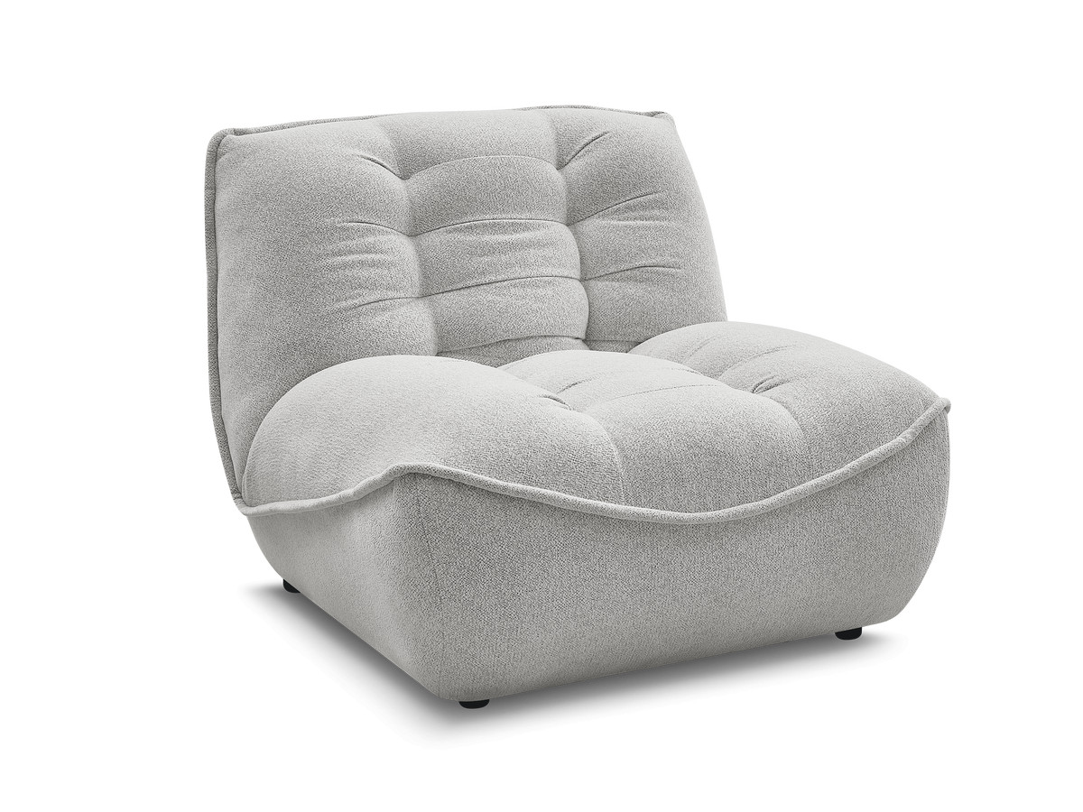 1-zits chaise longue voor modulaire bank serena, gemêleerde stof gekleurd lichtgrijs
