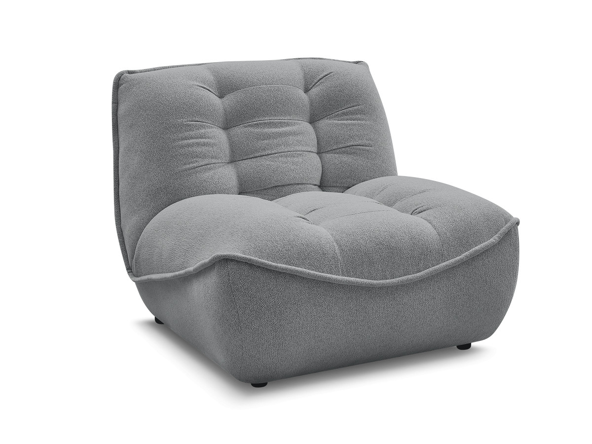 1-zits chaise longue voor modulaire bank serena, gemêleerde stof gekleurd donkergrijs