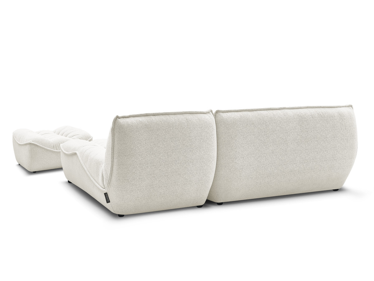 Canapé d'angle fixe modulable SERENA tissu chiné avec pouf