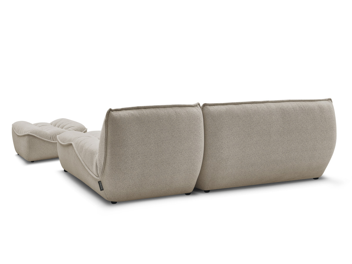 Canapé d'angle fixe modulable SERENA tissu chiné avec pouf
