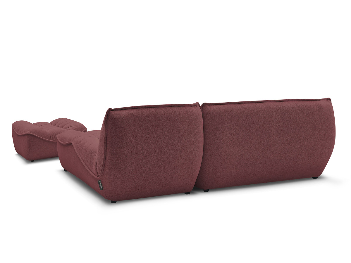 Canapé d'angle fixe modulable SERENA tissu chiné avec pouf