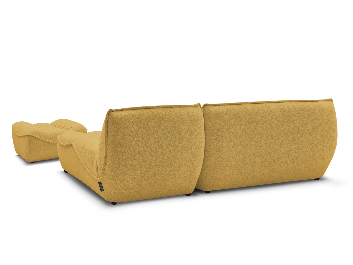 Canapé d'angle fixe modulable SERENA tissu chiné avec pouf