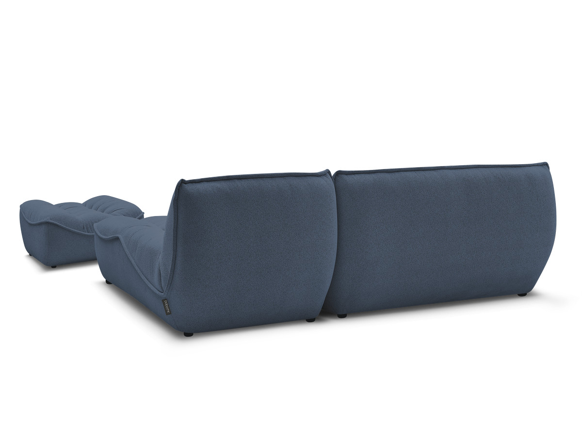Canapé d'angle fixe modulable SERENA tissu chiné avec pouf